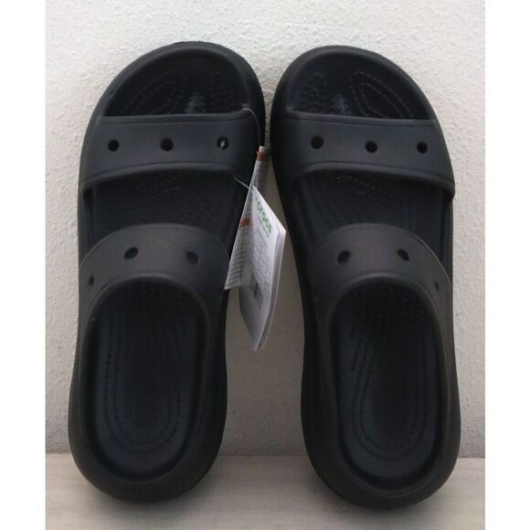 Crocs 207670-001 Unisex Men's Sz 6 Women's Sz 8 Black Classic Crush Sandals - Picture 2 of 10